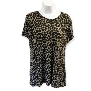 Banana Republic Crew Neck Leopard Print Soft Pullover Short Sleeve Top Size M